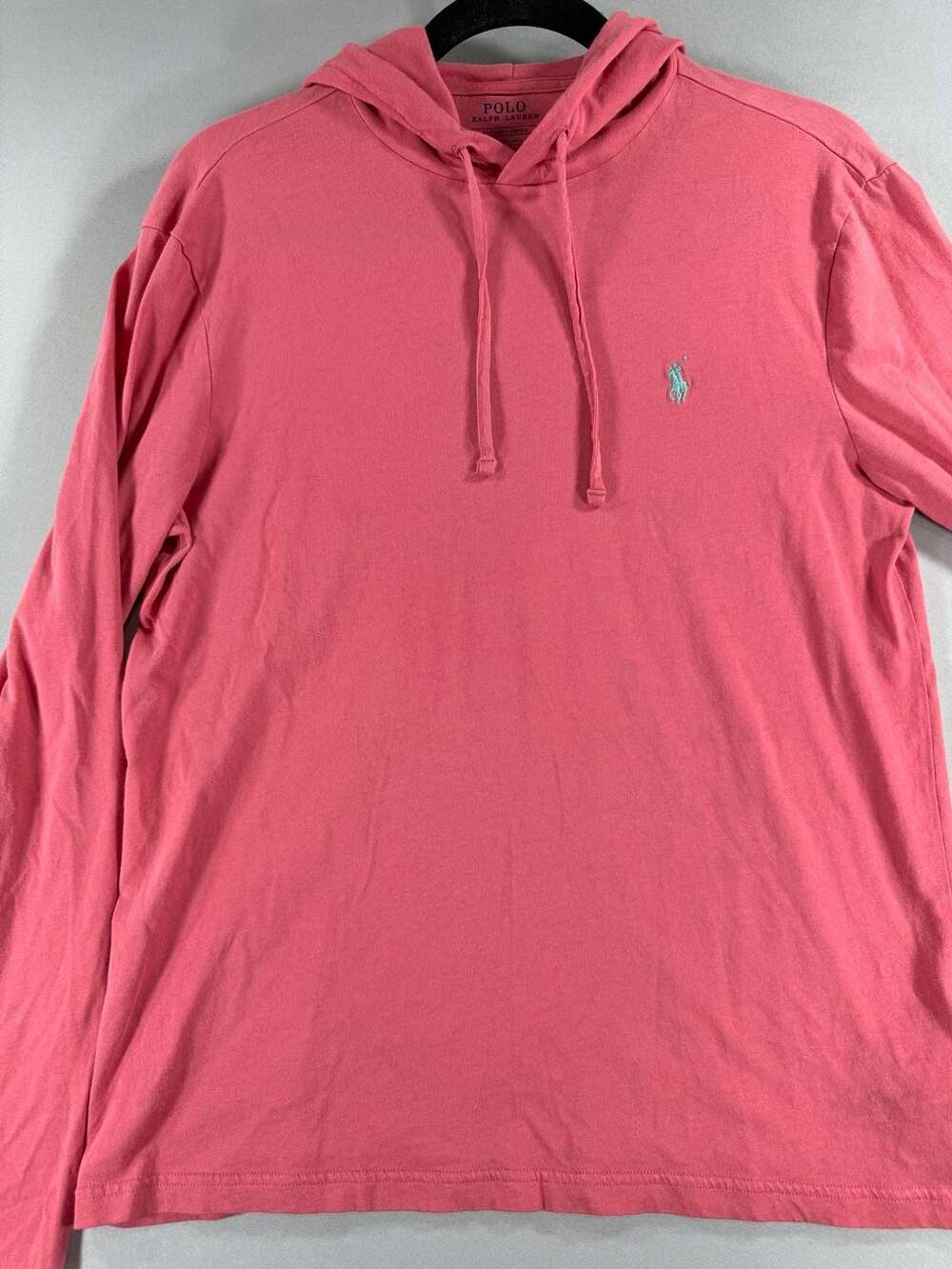 Polo Ralph Lauren Unisex S Coral Pink Lightweight Hooded Long Sleeve Shirt Pony